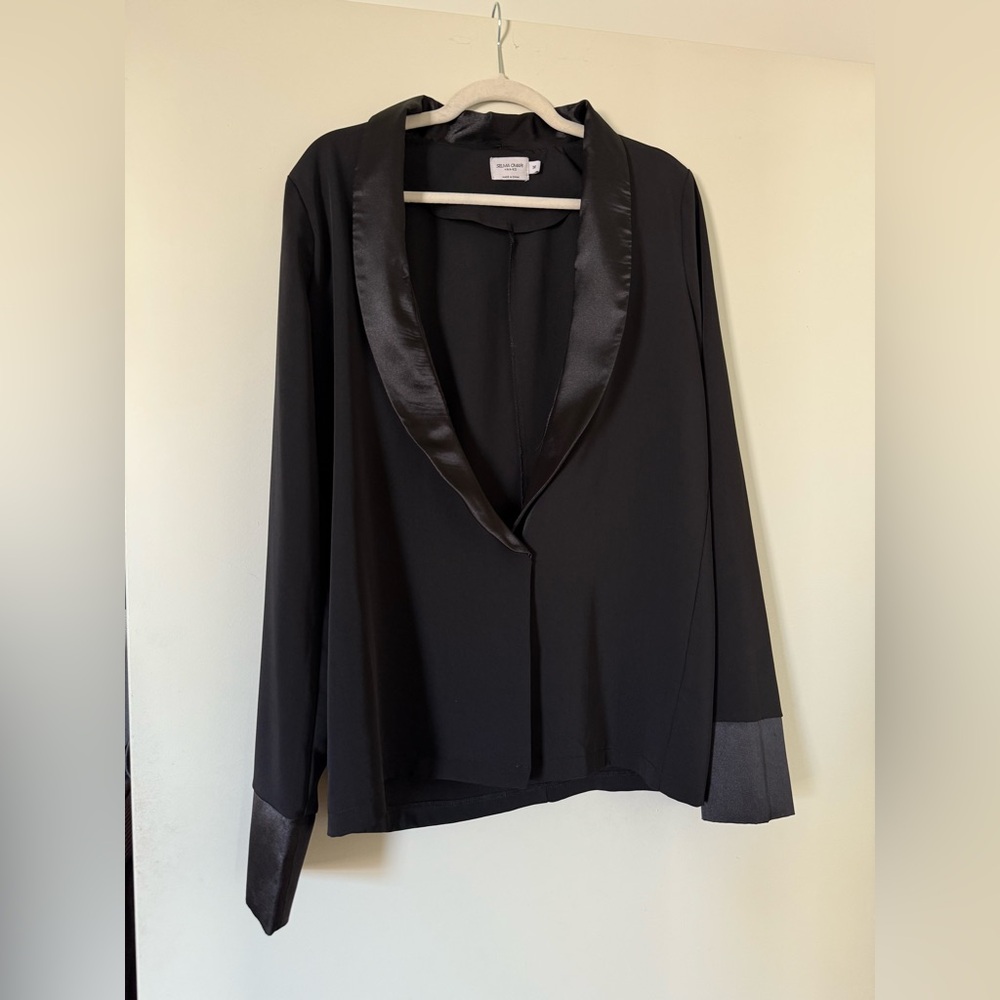 Elegant Black Satin Trim Blouse